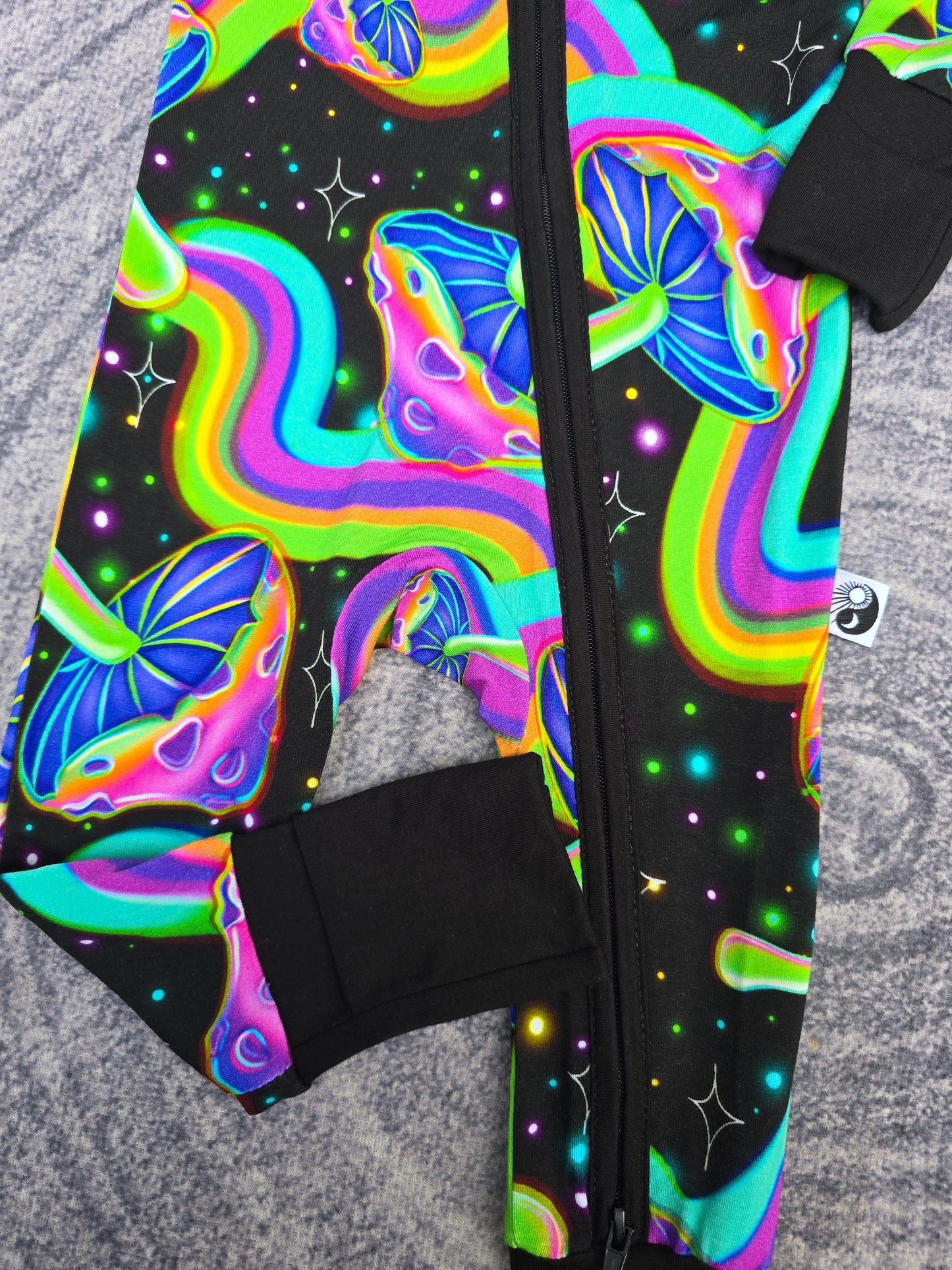 Psychedelic Mushrooms - Bamboo Convertible Zip Romper Pajamas