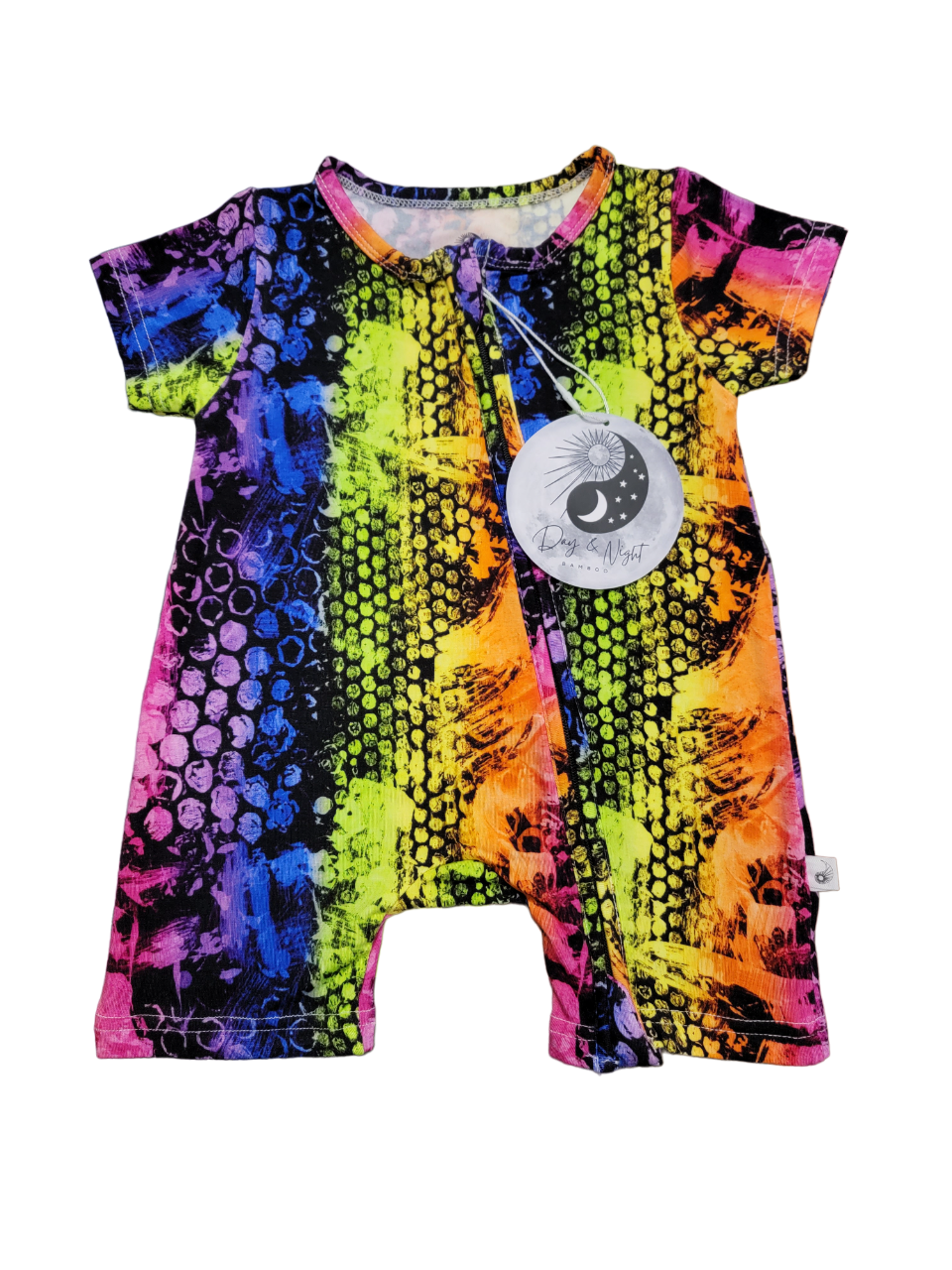 Neon Nights - Bamboo Shorty Zip Romper