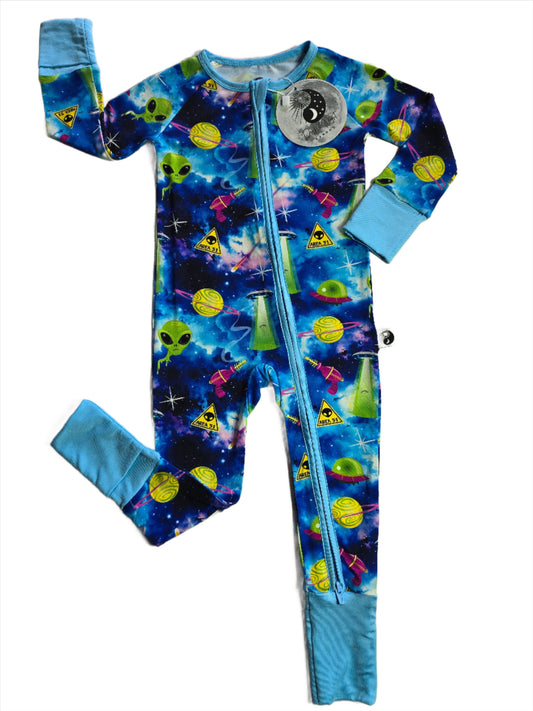 Alien - Bamboo Convertible Zip Romper Pajamas