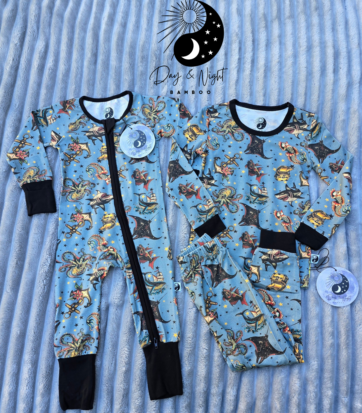 *PRINT ERROR* Old School NauticalTattoos - Convertible Zip Romper Pajamas