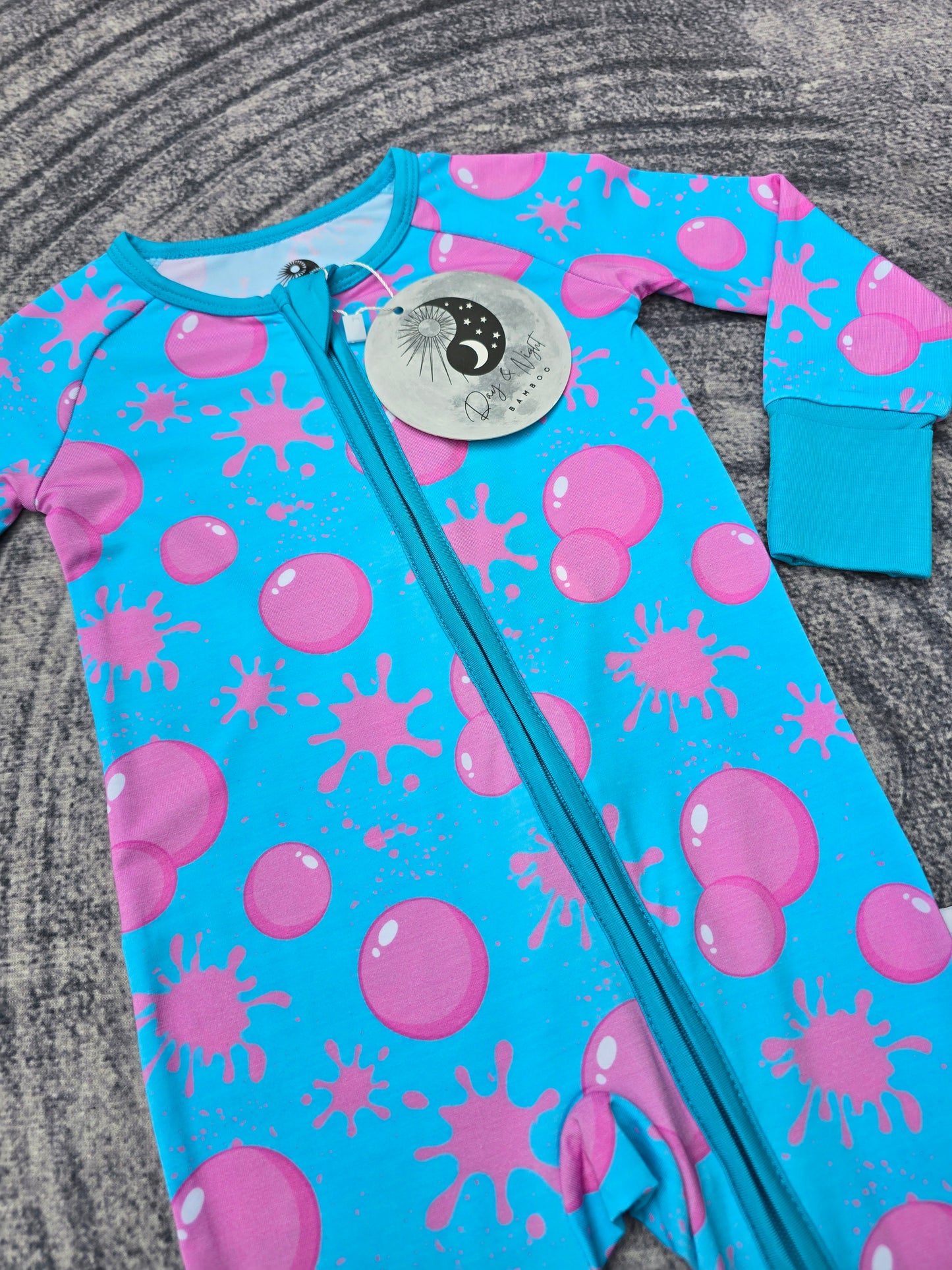 Icky Sticky Bubblegum - Bamboo Convertible Zip Romper Pajamas