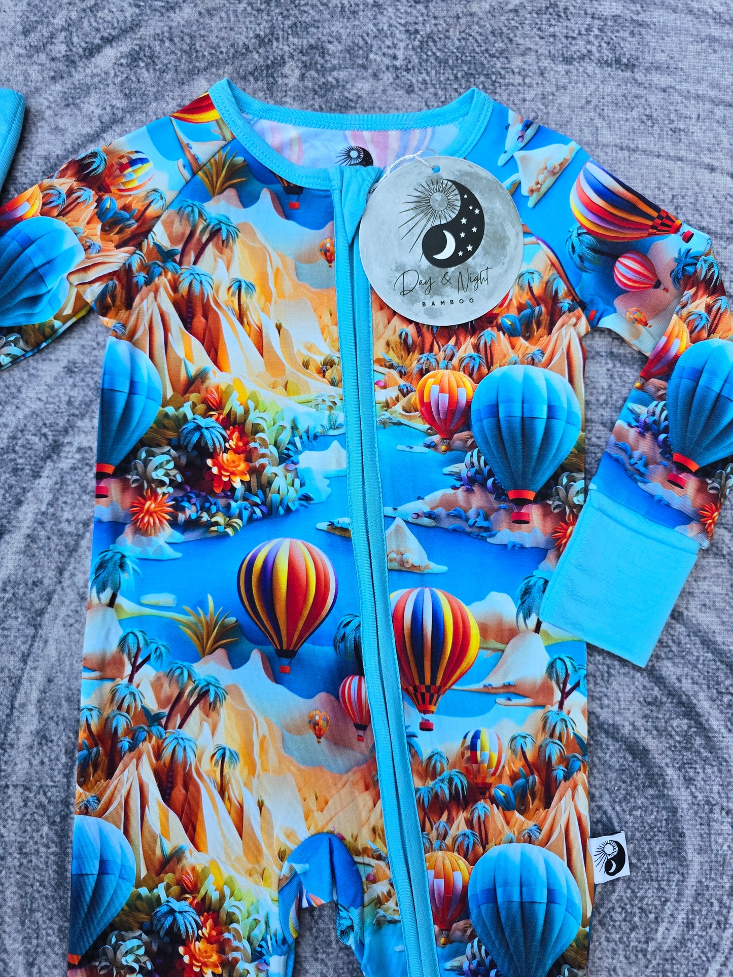 Hot Air Balloons - Bamboo Convertible Zip Romper Pajamas