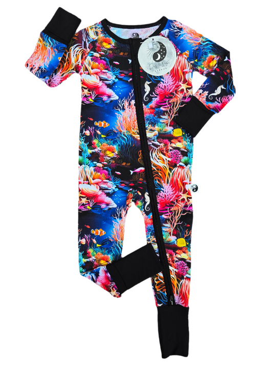 Coral Reef - Bamboo Convertible Zip Romper Pajamas