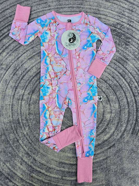 Moon Rock Pink - Bamboo Convertible Zip Romper Pajamas