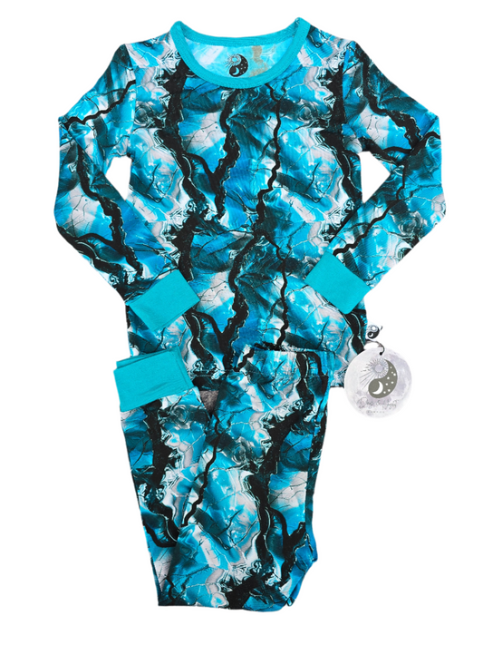 Moon Rock Teal Blue - Bamboo 2 Piece Pajamas