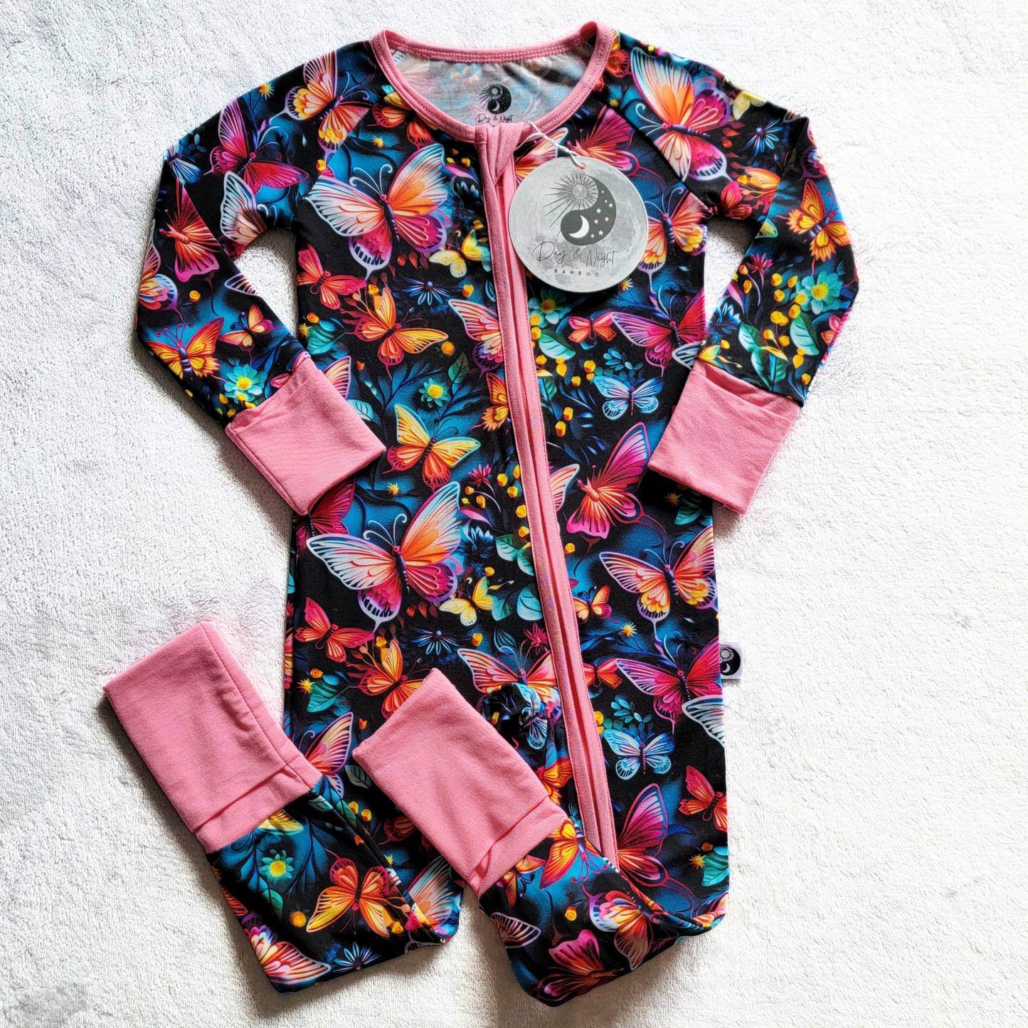 Butterfly - Bamboo Convertible Zip Romper Pajamas