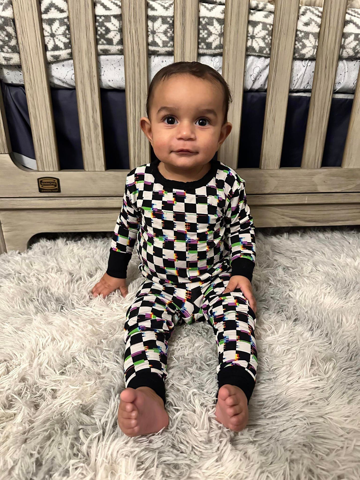 Glitch Checkers - Bamboo 2 Piece Pajamas