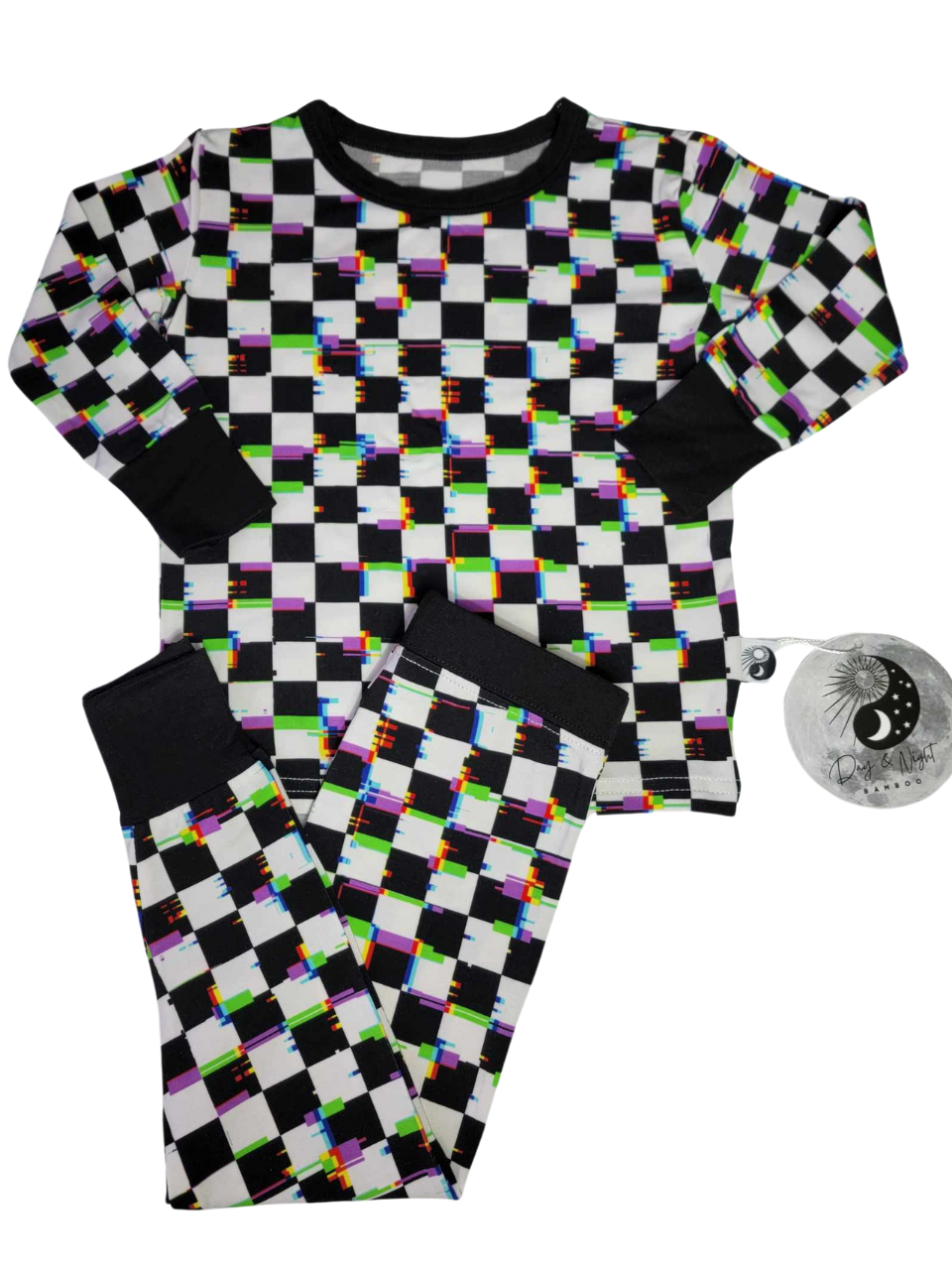 Glitch Checkers - Bamboo 2 Piece Pajamas