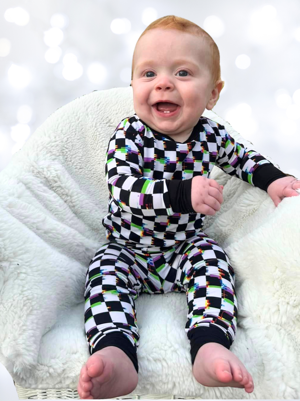 Glitch Checkers - Bamboo 2 Piece Pajamas