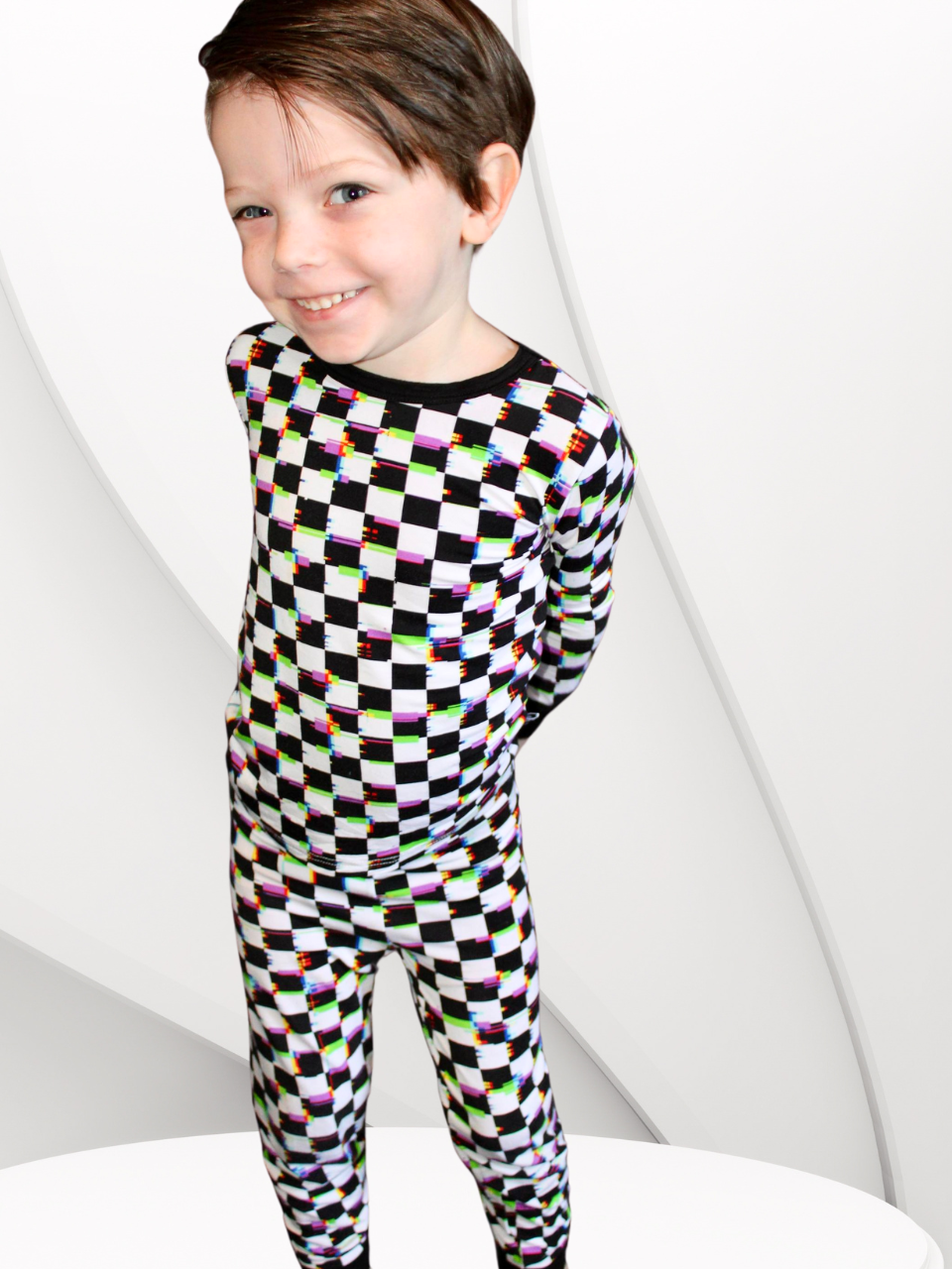 Glitch Checkers - Bamboo 2 Piece Pajamas