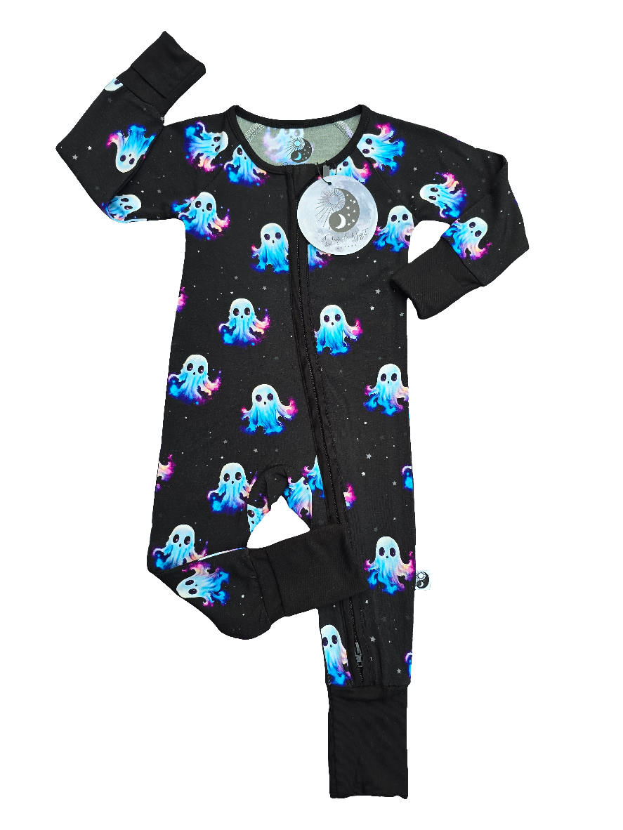 Ghosts - Convertible Zip Romper Pajamas