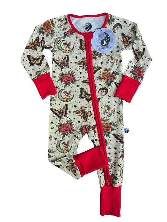 Tattoo - Bamboo Convertible Zip Romper Pajamas