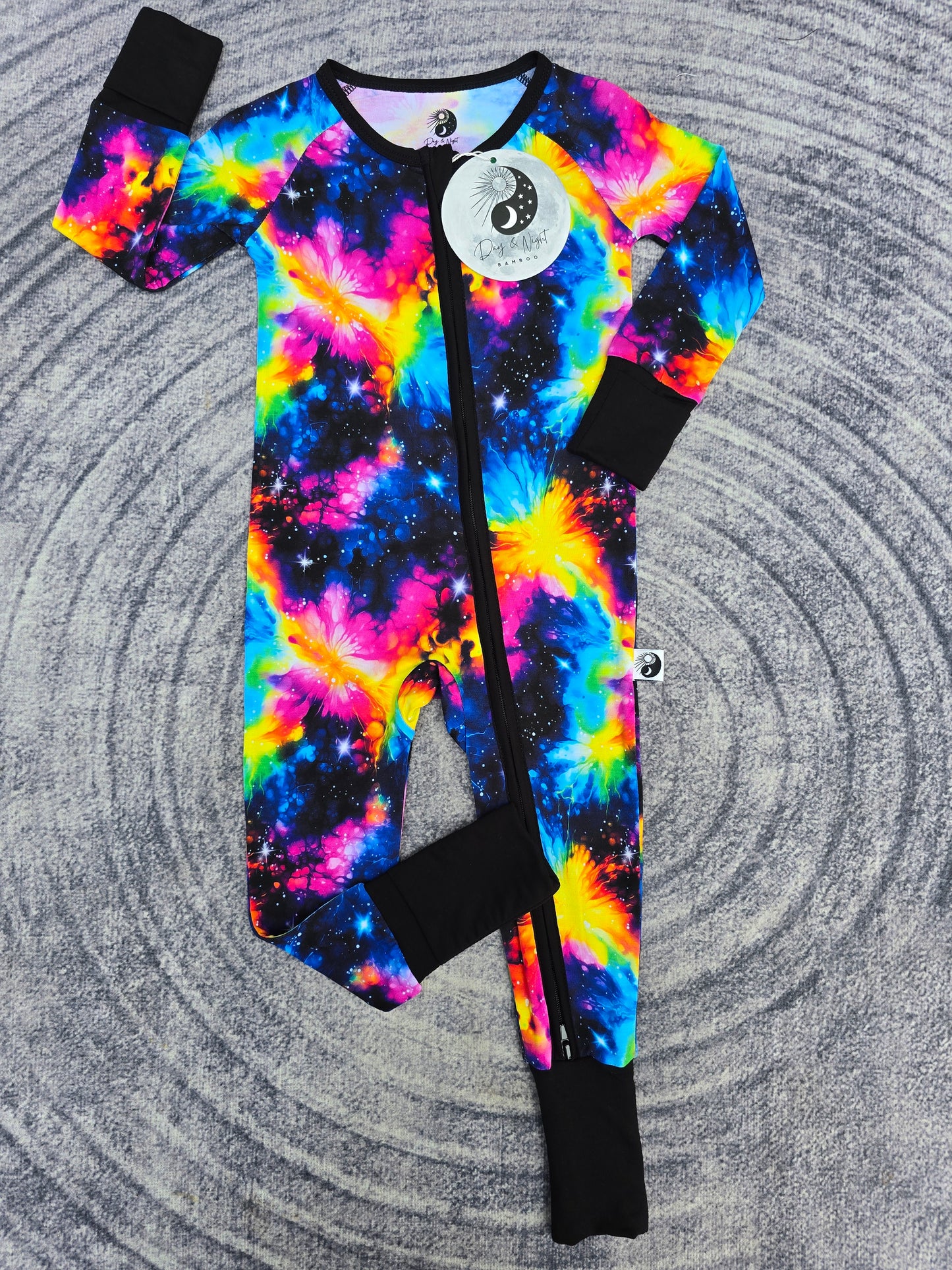 Neon Galaxy - Bamboo Convertible Zip Romper Pajamas