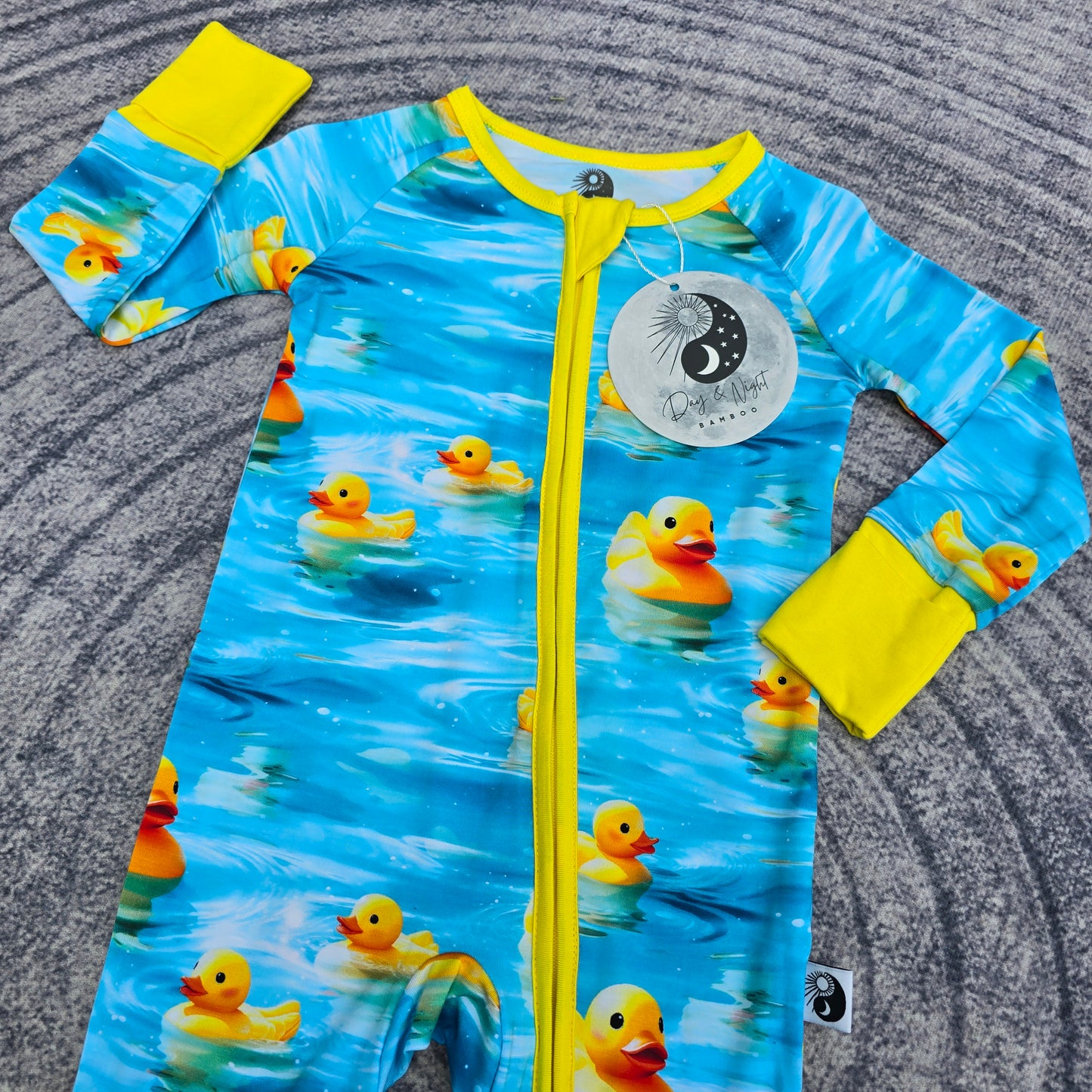 Rubber Duckies - Bamboo Convertible Zip Romper Pajamas