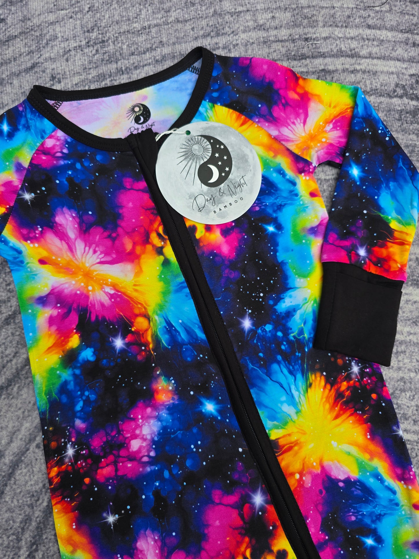 Neon Galaxy - Bamboo Convertible Zip Romper Pajamas