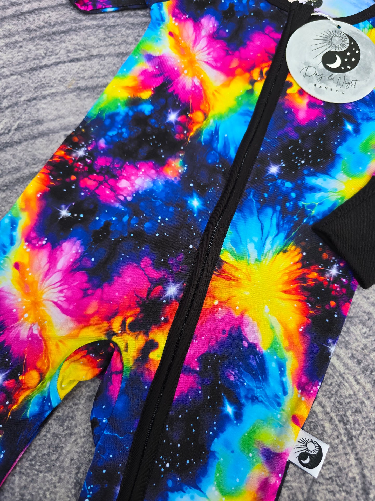 Neon Galaxy - Bamboo Convertible Zip Romper Pajamas